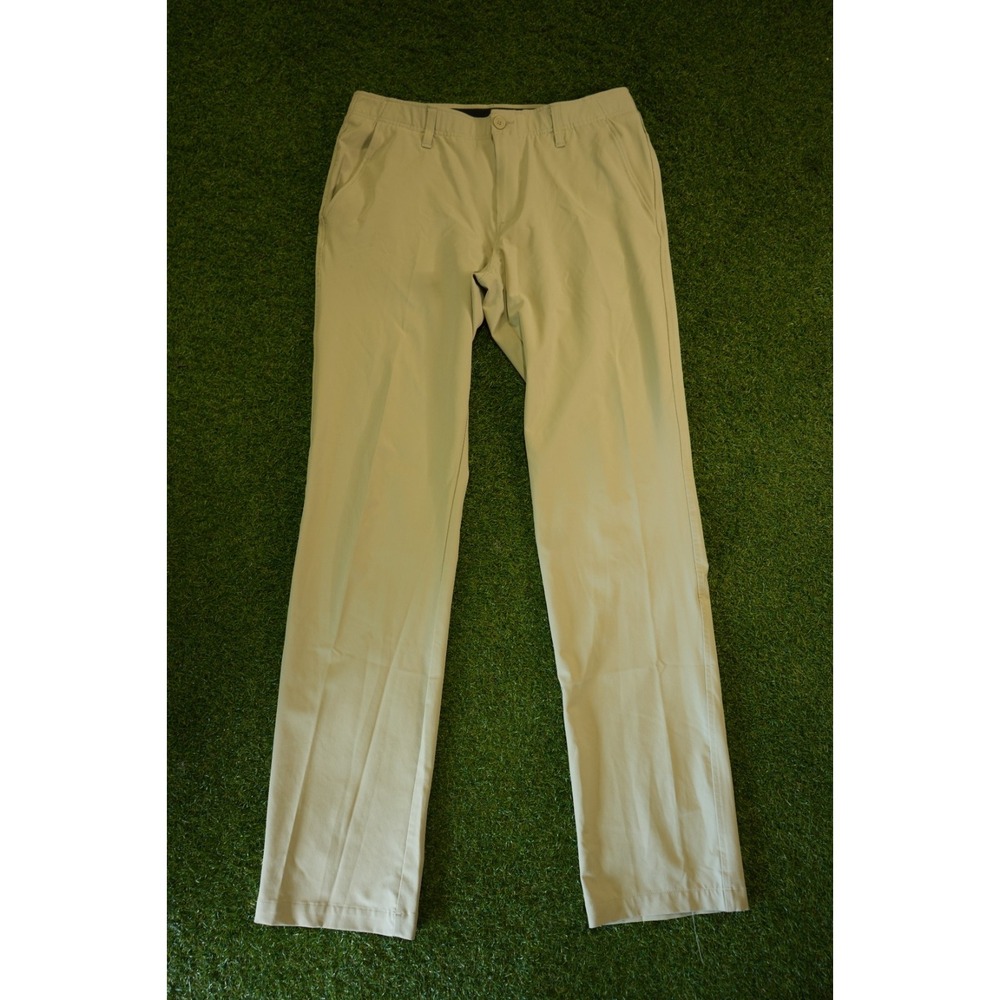 Under Armour Vanish Showdown Pants Mens 35 X 36 Beige Tapered Fit Pocket Zip Fly